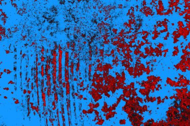 Kırmızı ve mavi renkli grungy duvar, desenli arka plan