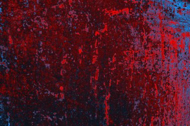 Kırmızı ve mavi renkli grungy duvar, desenli arka plan