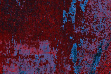 Kırmızı ve mavi renkli grungy duvar, desenli arka plan