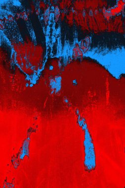 Kırmızı ve mavi renkli grungy duvar, desenli arka plan