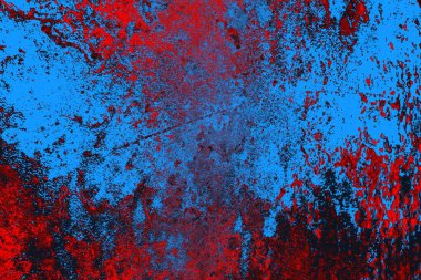 Kırmızı ve mavi renkli grungy duvar, desenli arka plan