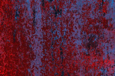 Kırmızı ve mavi renkli grungy duvar, desenli arka plan