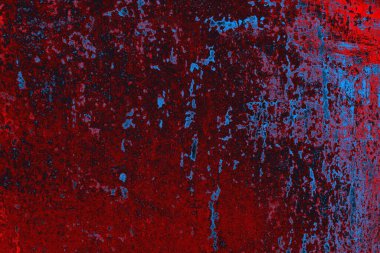 Kırmızı ve mavi renkli grungy duvar, desenli arka plan