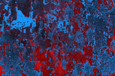 Kırmızı ve mavi renkli grungy duvar, desenli arka plan