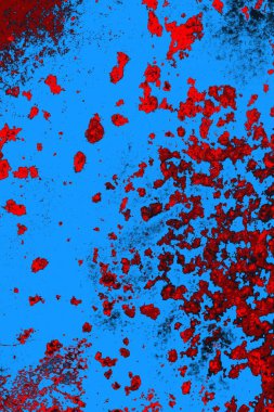 Kırmızı ve mavi renkli grungy duvar, desenli arka plan
