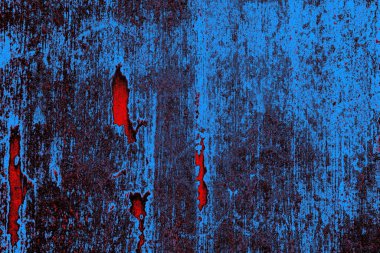 Kırmızı ve mavi renkli grungy duvar, desenli arka plan