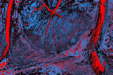 Kırmızı ve mavi renkli grungy duvar, desenli arka plan