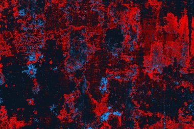 Kırmızı ve mavi renkli grungy duvar, desenli arka plan