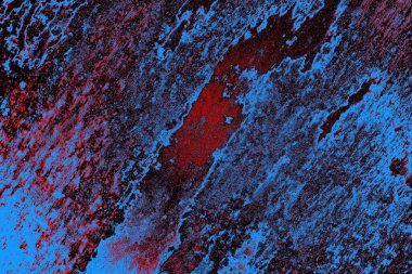 Kırmızı ve mavi renkli grungy duvar, desenli arka plan