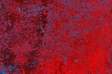 Kırmızı ve mavi renkli grungy duvar, desenli arka plan