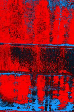 Kırmızı ve mavi renkli grungy duvar, desenli arka plan