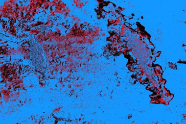 Kırmızı ve mavi renkli grungy duvar, desenli arka plan