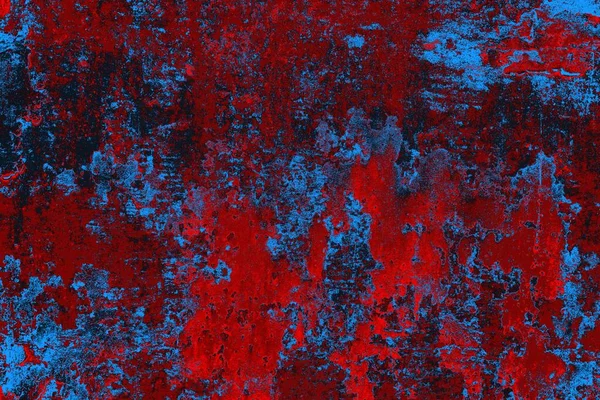Kırmızı ve mavi renkli grungy duvar, desenli arka plan