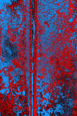 Neon kırmızı ve mavi renkli grunge duvar dokusu arkaplanı