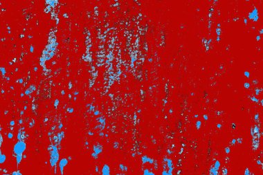 Kırık tarih arkaplanı olan kırmızı, mavi ve siyah grunge duvar