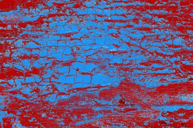 Kırık tarih arkaplanı olan kırmızı, mavi ve siyah grunge duvar