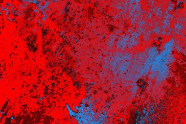 Neon kırmızı ve mavi renkli grunge duvar dokusu arkaplanı