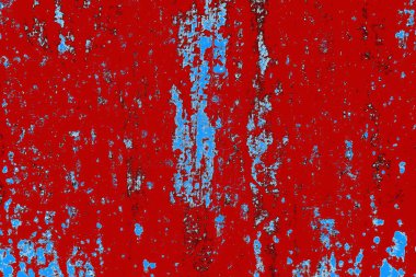 Kırık tarih arkaplanı olan kırmızı, mavi ve siyah grunge duvar