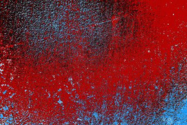kırmızı mavi ve siyah duvar dokusu ve soyulmuş eski boya. 