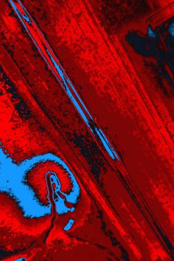 Neon kırmızı ve mavi renkli grunge duvar dokusu arkaplanı