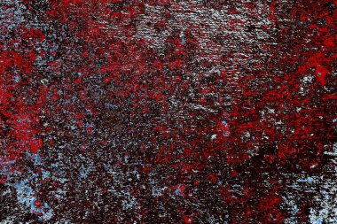 Kırık tarih arkaplanı olan kırmızı, mavi ve siyah grunge duvar