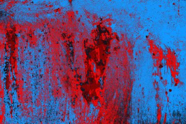 Parlak kırmızı ve mavi renkli grunge duvar dokusu arkaplanı