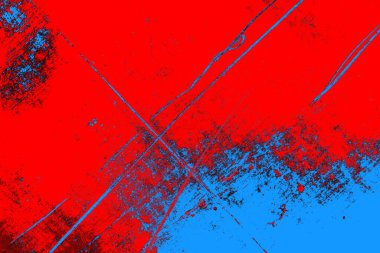 Neon kırmızı ve mavi renkli grunge duvar dokusu arkaplanı