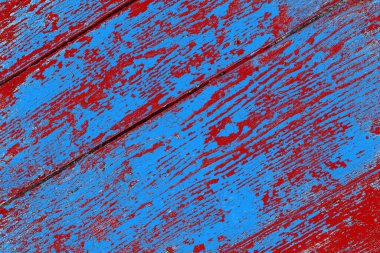 Kırık tarih arkaplanı olan kırmızı, mavi ve siyah grunge duvar