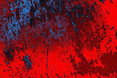 Neon kırmızı ve mavi renkli grunge duvar dokusu arkaplanı