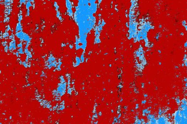 Kırık tarih arkaplanı olan kırmızı, mavi ve siyah grunge duvar