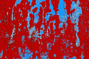 Kırık tarih arkaplanı olan kırmızı, mavi ve siyah grunge duvar