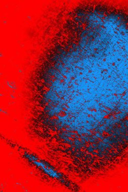 Neon kırmızı ve mavi renkli grunge duvar dokusu arkaplanı