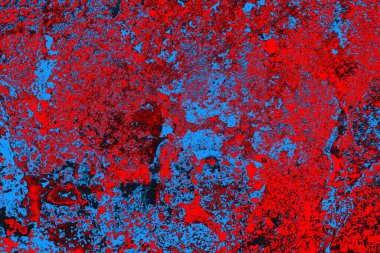 Neon kırmızı ve mavi renkli grunge duvar dokusu arkaplanı