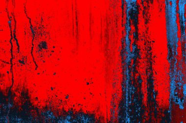 Neon kırmızı ve mavi renkli grunge duvar dokusu arkaplanı