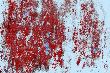 Kırık tarih arkaplanı olan kırmızı, mavi ve siyah grunge duvar