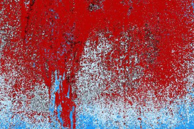 Kırık tarih arkaplanı olan kırmızı, mavi ve siyah grunge duvar