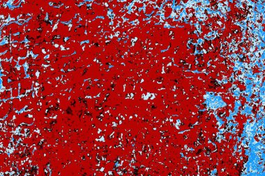 Kırık tarih arkaplanı olan kırmızı, mavi ve siyah grunge duvar