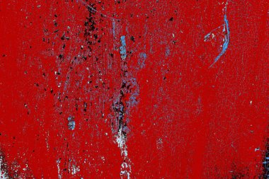 Kırık tarih arkaplanı olan kırmızı, mavi ve siyah grunge duvar