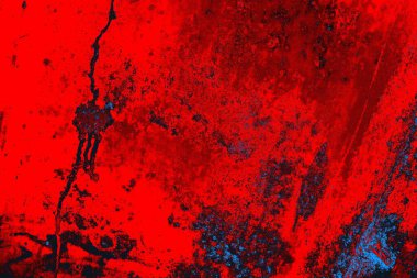 Neon kırmızı ve mavi renkli grunge duvar dokusu arkaplanı