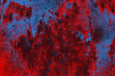 Neon kırmızı ve mavi renkli grunge duvar dokusu arkaplanı