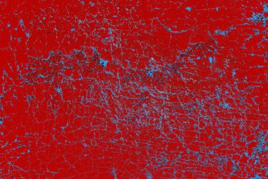 Kırık tarih arkaplanı olan kırmızı, mavi ve siyah grunge duvar