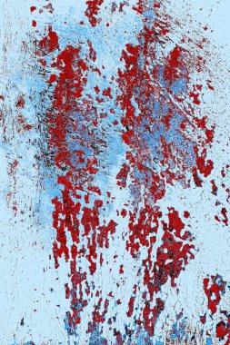 Kırık tarih arkaplanı olan kırmızı, mavi ve siyah grunge duvar