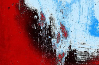 kırmızı mavi ve siyah duvar dokusu ve soyulmuş eski boya. 