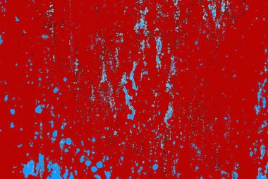 Kırık tarih arkaplanı olan kırmızı, mavi ve siyah grunge duvar