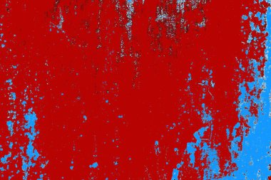 Kırık tarih arkaplanı olan kırmızı, mavi ve siyah grunge duvar