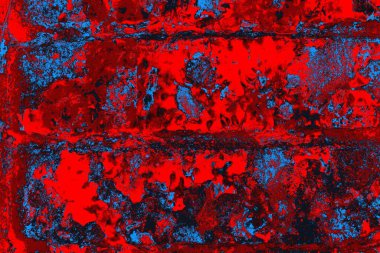 Parlak kırmızı ve mavi renkli grunge duvar dokusu arkaplanı