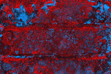 Parlak kırmızı ve mavi renkli grunge duvar dokusu arkaplanı