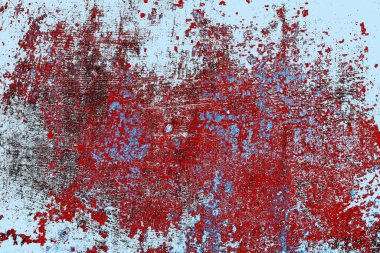 Kırık tarih arkaplanı olan kırmızı, mavi ve siyah grunge duvar