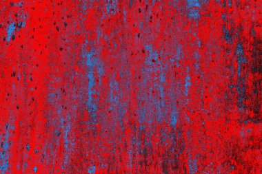 Parlak kırmızı ve mavi renkli grunge duvar dokusu arkaplanı