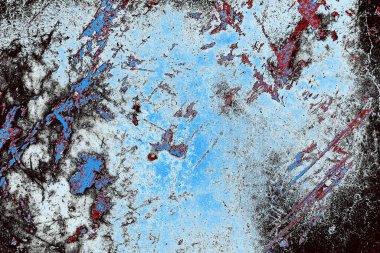 kırmızı mavi ve siyah duvar dokusu ve soyulmuş eski boya. 